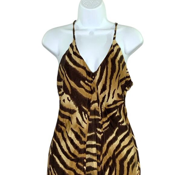 AX Armani Exchange 6 Womens Silk Animal Tiger Print Slip Mini Dress Flowy - Picture 4 of 8